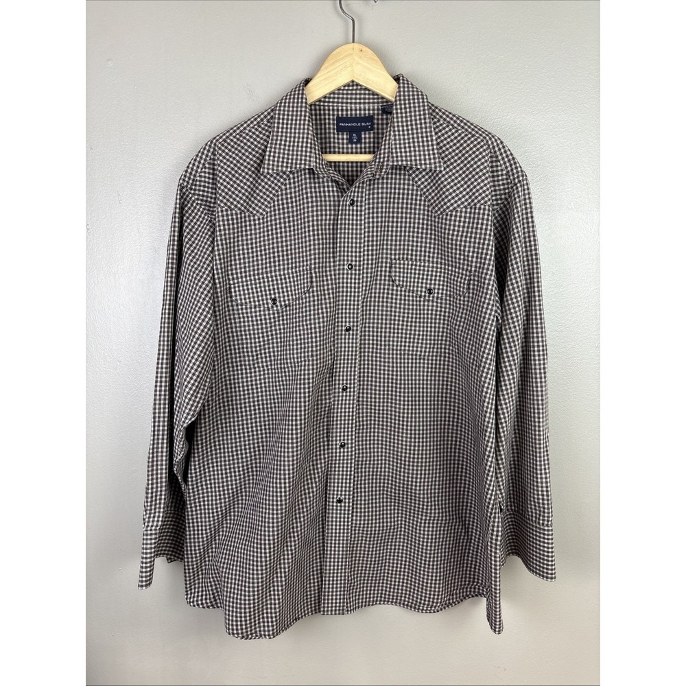 Panhandle Slim Mens Size XL Plaid Pearl‎ Snap Western Shirt Gingham